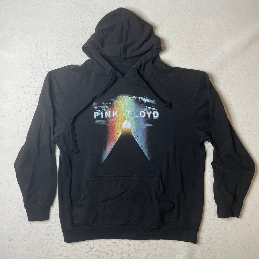 Pink Floyd Hoodie Mens Large Black Graphic Pullover Band Rock Hooded Sweatshirt